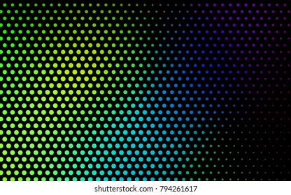 Dark Multicolor vector modern geometrical circle abstract background. Dotted texture template. Geometric pattern in halftone style with gradient. 