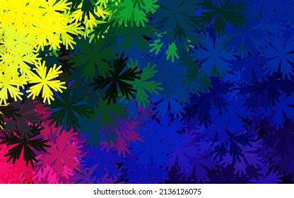 Dark Multicolor vector natural background with flowers. Doodle illustration of flowers in Origami style. Elegant pattern for your brand book.