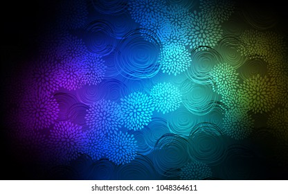 Dark Multicolor vector natural elegant background. Glitter abstract illustration with doodles and flowers. Hand painted design for web, wrapping, wallpaper.