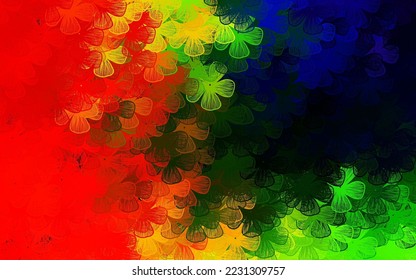 Dark Multicolor vector natural pattern with trees, branches. Glitter abstract illustration with flowers. Hand painted design for web, wrapping.