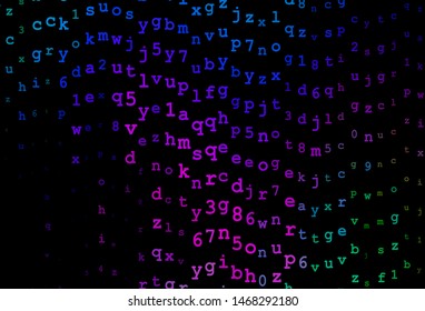 Dark Multicolor vector pattern with ABC symbols. Colored alphabet signs with gradient on white background. Pattern for school, grammar websites.