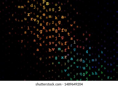 Dark Multicolor vector pattern with ABC symbols. Colored alphabet signs with gradient on white background. Pattern for school, grammar websites.