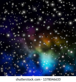 Dark Multicolor vector pattern with abstract stars. Shining colorful illustration with small and big stars. Design for your business promotion.
