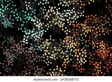 Dark Multicolor vector pattern with artificial intelligence network. Colored AI structure with gradient lines and dots. Design for depiction of cyber innovations.