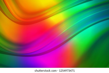 Dark Multicolor vector pattern with bent ribbons. Blurred geometric sample with gradient bubbles.  The elegant pattern for brand book.