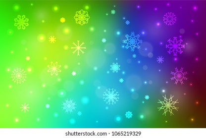 Dark Multicolor vector pattern with christmas snowflakes. Glitter abstract illustration with crystals of ice. New year design for your business advert.