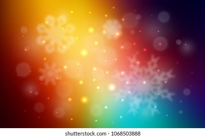 Dark Multicolor vector pattern with christmas snowflakes. Glitter abstract illustration with crystals of ice. The template can be used as a new year background.