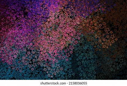 Dark Multicolor vector pattern with christmas stars. Shining colored illustration with stars. Best design for your ad, poster, banner.