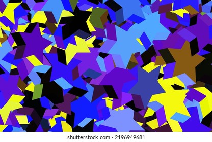 Dark Multicolor vector pattern with christmas stars. Shining colored illustration with stars. Best design for your ad, poster, banner.