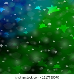 Dark Multicolor vector pattern with circles, stars. Glitter abstract illustration with colorful drops, stars. Design for wallpaper, fabric makers.