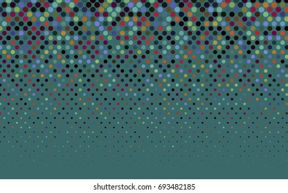 Dark Multicolor vector pattern with colored spheres. Geometric sample of repeating circles on white background in halftone style.