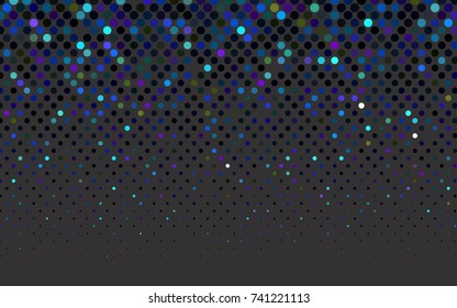 Dark Multicolor vector pattern with colored spheres. Geometric sample of repeating circles on white background in halftone style.