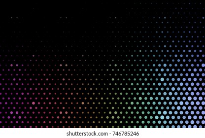 Dark Multicolor vector pattern with colored spheres. Geometric sample of repeating circles on white background in halftone style.