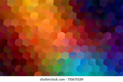 Dark Multicolor vector pattern with colored spheres. Geometric sample of repeating circles on white background in halftone style.