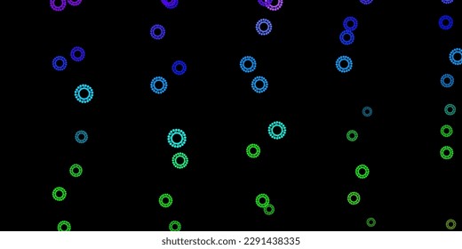 Patrón vector multicolor oscuro con elementos coronavirus. Ilustración abstracta colorida con formas médicas degradadas. Sencillo dibujo contra la fiebre de peligro.