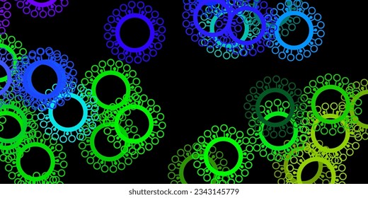 Patrón vector multicolor oscuro con elementos coronavirus. Ilustración abstracta con formas de gradiente biológico. Sencillo dibujo contra la fiebre de peligro.