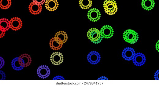 Dark multicolor vector pattern with coronavirus elements. Colorful abstract illustration with gradient medical shapes. Simple drawing against danger fever.