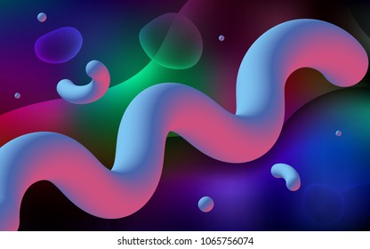 Dark Multicolor vector pattern with curved circles. Modern gradient abstract illustration with bandy lines. Memphis style for your business design.