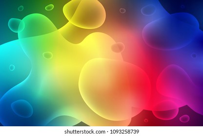 Dark Multicolor vector pattern with curved circles. A sample with blurred bubble shapes. Textured wave pattern for backgrounds.