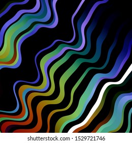 Dark Multicolor vector pattern with curved lines. Illustration in abstract style with gradient curved.  Template for cellphones.