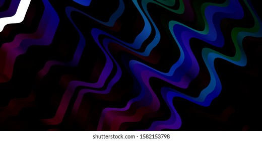 Dark Multicolor vector pattern with curved lines. Abstract gradient illustration with wry lines. Template for cellphones.