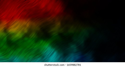 Dark Multicolor vector pattern with curved lines. Colorful illustration with curved lines. Best design for your ad, poster, banner.