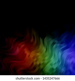Dark Multicolor vector pattern with curves. Abstract illustration with bandy gradient lines. Pattern for websites, landing pages.