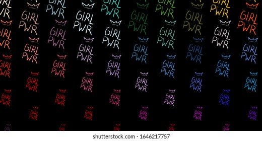 Dark Multicolor vector pattern with feminism elements. Colorful feminism symbols with a gradient in modern style. Elegant design for wallpapers.