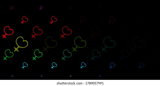 Dark Multicolor vector pattern with feminism elements. Colorful illustration with gradient feminism shapes. Best design to show the power of women.