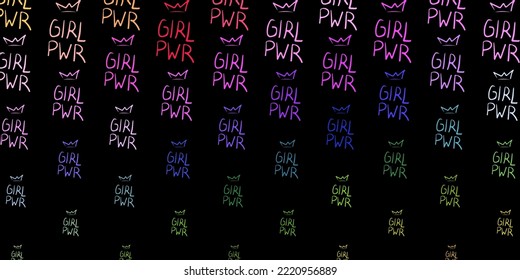 Dark Multicolor vector pattern with feminism elements. Abstract illustration with a depiction of women's power. Elegant design for wallpapers.