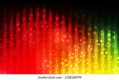 Dark Multicolor vector pattern with football balls. Illustration with set of soccer balls on gradiental backdrop. Template for ads of soccer world cup 2018.