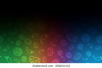 Dark Multicolor vector pattern with fresh ingredients. Beautiful colored illustration with food in doodle style. Design for ad, poster, banner of cafes or restaurants.