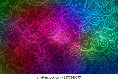 Dark Multicolor vector pattern with fresh ingredients. Illustration with set of fresh food in doodle style. Pattern for ads of breakfast, lunch, dinner.