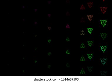 Dark Multicolor vector pattern with magic elements. Colorful vintage illustration with gradient alchemy shapes. Simple base for your occult design.
