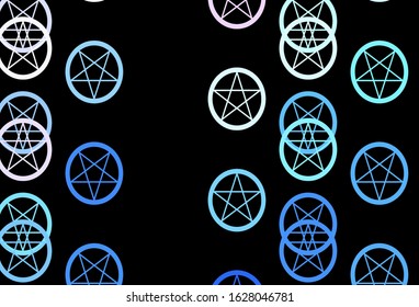 Dark Multicolor vector pattern with magic elements. Colorful vintage illustration with gradient alchemy shapes. Simple base for your occult design.