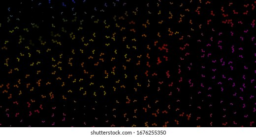 Dark Multicolor vector pattern with magic elements. Colorful mystic symbols with a gradient in ancient style. Background for esoteric, mystic designs.