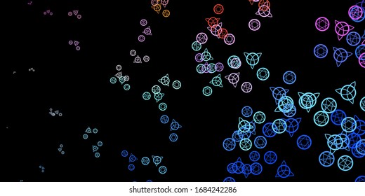 Dark Multicolor vector pattern with magic elements. Abstract illustration with gothic gradient shapes. Background for esoteric, mystic designs.