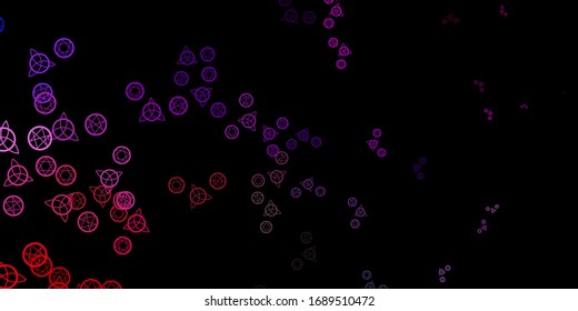 Dark Multicolor vector pattern with magic elements. Colorful mystic symbols with a gradient in ancient style. Background for esoteric, mystic designs.