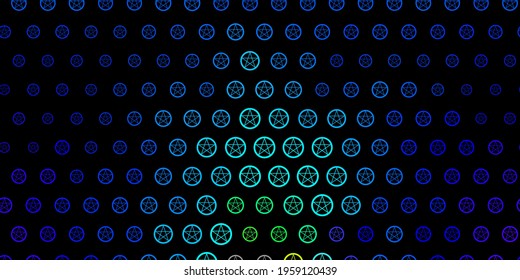 Dark Multicolor vector pattern with magic elements. Illustration with magical signs of spiritual power. Design for magic, spiritual events.