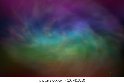 Dark Multicolor vector pattern with night sky stars. Glitter abstract illustration with colorful cosmic stars. Best design for your ad, poster, banner.