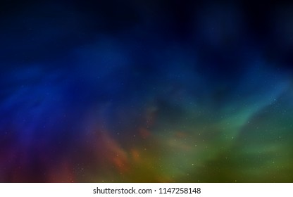 Dark Multicolor vector pattern with night sky stars. Glitter abstract illustration with colorful cosmic stars. Pattern for astronomy websites.