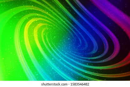 Dark Multicolor vector pattern with night sky stars. Shining colored illustration with bright astronomical stars. Template for cosmic backgrounds.