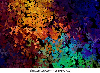 Dark Multicolor vector pattern with random forms. Colorful chaotic forms with gradient in modern style. Background for a cell phone.