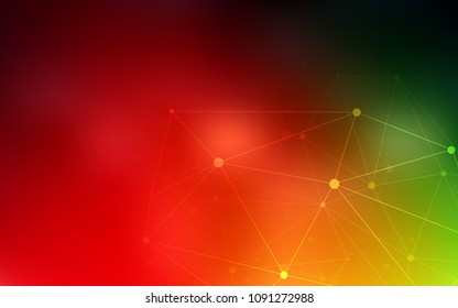 Dark Multicolor vector pattern with spheres, triangles. Illustration with set of colorful abstract circles and lines. New design for ad, poster, banner of your website.