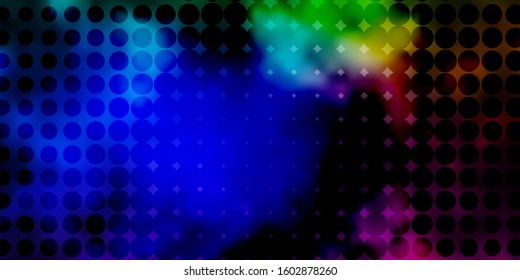 Dark Multicolor vector pattern with spheres. Abstract decorative design in gradient style with bubbles. Pattern for business ads.
