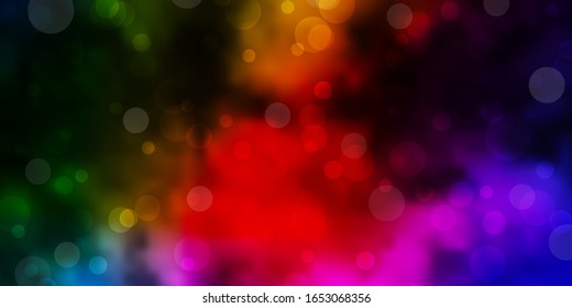 Dark Multicolor vector pattern with spheres. Modern abstract illustration with colorful circle shapes. Design for your commercials.