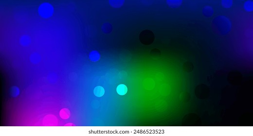 Dark multicolor vector pattern with spheres. Abstract illustration with colorful spots in nature style. Pattern for booklets, leaflets.