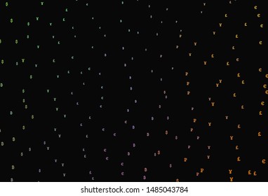 Dark Multicolor vector pattern with symbols of currency. Blurred design in simple style with symbols of currency. Pattern for bank ads, posters, banners.