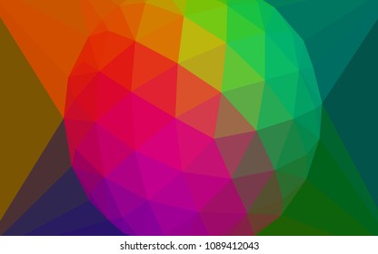 Dark Multicolor vector polygon abstract background with a gem in a centre. Elegant polygonal illustration with gradient. Brand new design for your business.