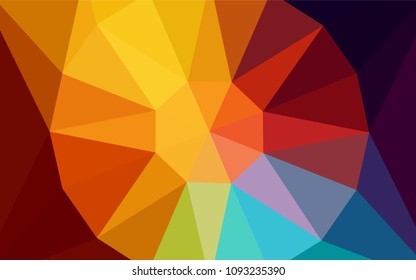 Dark Multicolor vector polygon abstract background with a gem in a centre. Colorful illustration with gradient. Polygonal design for your web site.